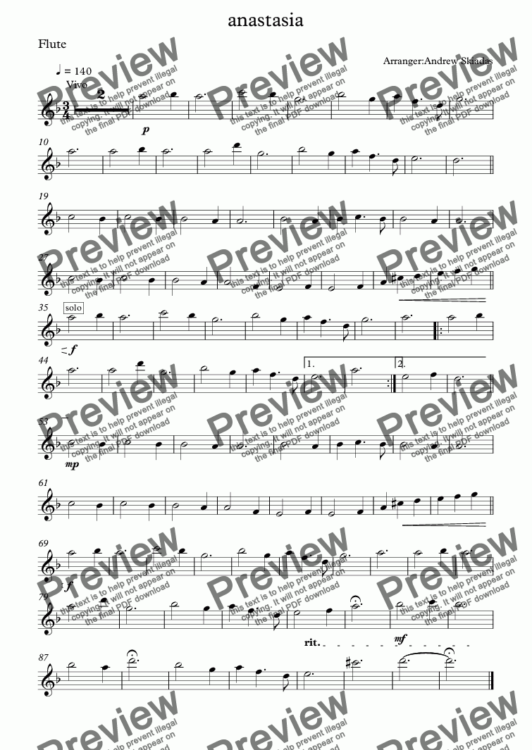 anastasia once upon a december sheet music
